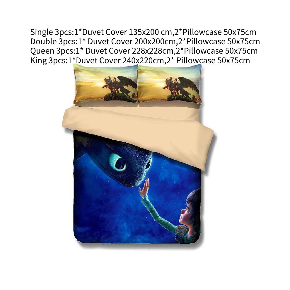 (Train Dragon, Single) Children Single Bedding Quilt Duvet Cover Set Cute Comfortable Cartoons