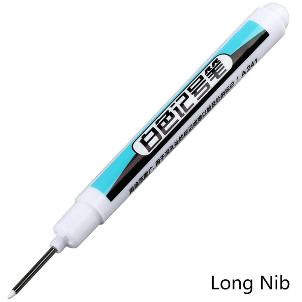 (Long Nib) 0.7/1/2mm White Permanent Paint Pen Acrylic Maker Waterproof Oily Pens
