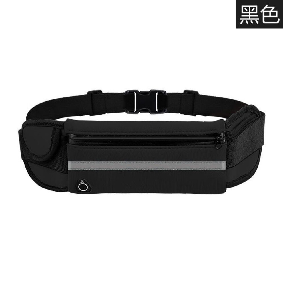 (black) Slim Soft Polyester Water Resistant Waist Bag Pack For Man Women Carrying Phone Keys Money