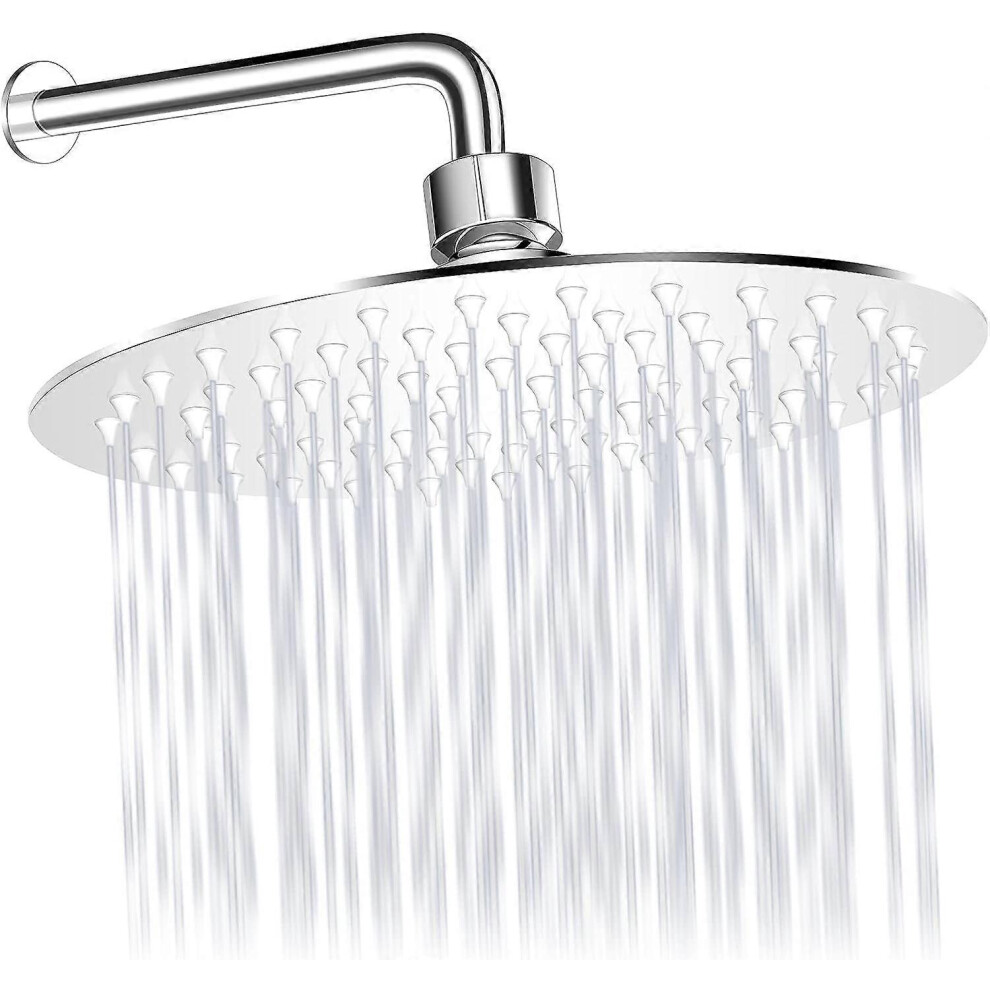 (As Show, One Size) Rainfall Shower Head, 20Cm Round 304 Stainless Steel Shower Head With Anti-Blocking Silica Gel 5093442606041