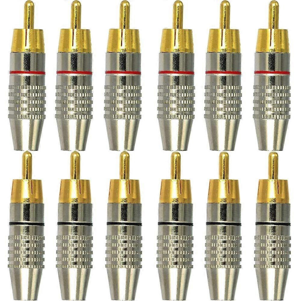 (As Show, One Size) 12Pcs Rca Male Connector,Rca Terminal Audio Connector, Rca Solderless Connector, Rca Plug Jack Connectors 5093442679106