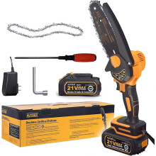 (As show, One size) Cordless Chainsaw Miniature Chainsaw Battery Chainsaw Electric Chainsaw with a 21V rechargeable battery