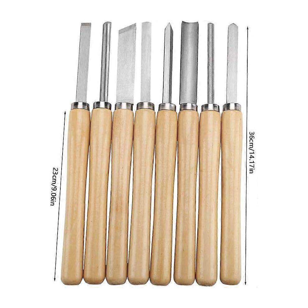 (As show, One size) 8pcs HSS Wood Lathe Chisel Set Wood Turning Chisel Set Woodturning Tools for Hardwood Turning