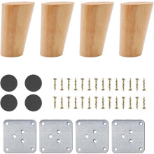 (As show, One size) Set of 4 Wooden Furniture Legs, 8cm Replacement Sofa Legs, Coffee Table Legs,with Accessories(Slanted Design)