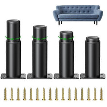 (As show, One size) 4 Pieces Adjustable Furniture Feet, 8cm Adjustable Kitchen Leg, Adjustable Height is 0-40mm, Round Metal Stainless Steel Sofa Leg Table Feet, Cabinet