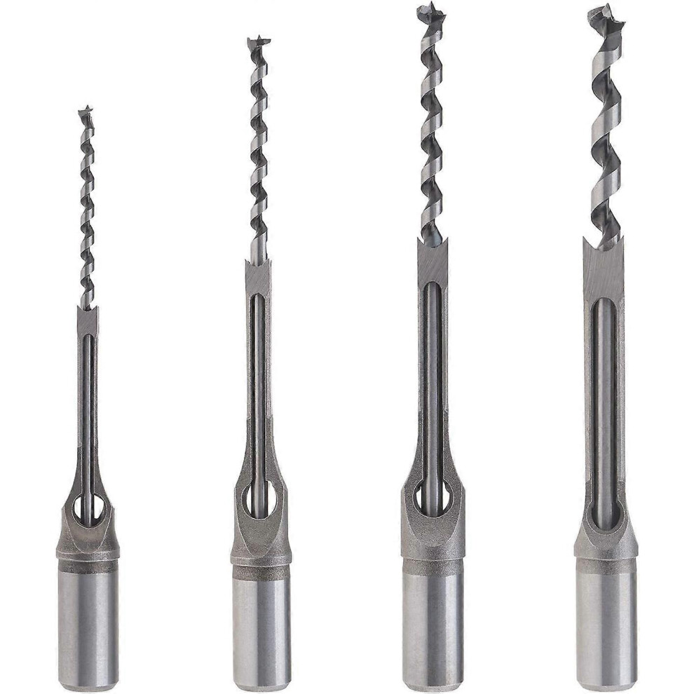 (As Show, One Size) 4Pcs Woodworking Square Hole Drill Bit Kit, 6.4Mm/8Mm/9.5Mm/12.7Mm Wood Mortising Chisel Set 5093442679496