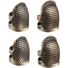 (As show, One size) 4 Pieces Sewing Thimble, Metal Copper Sewing Thimble Finger Protector, Two Size 4 Pieces
