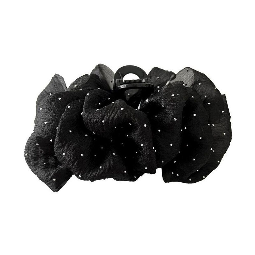 (black) Large Bow Mesh Hairpin Temperament Elegant Women Hair Claw Clips Headdress Fashion Grab Clip Female Hair Accessories