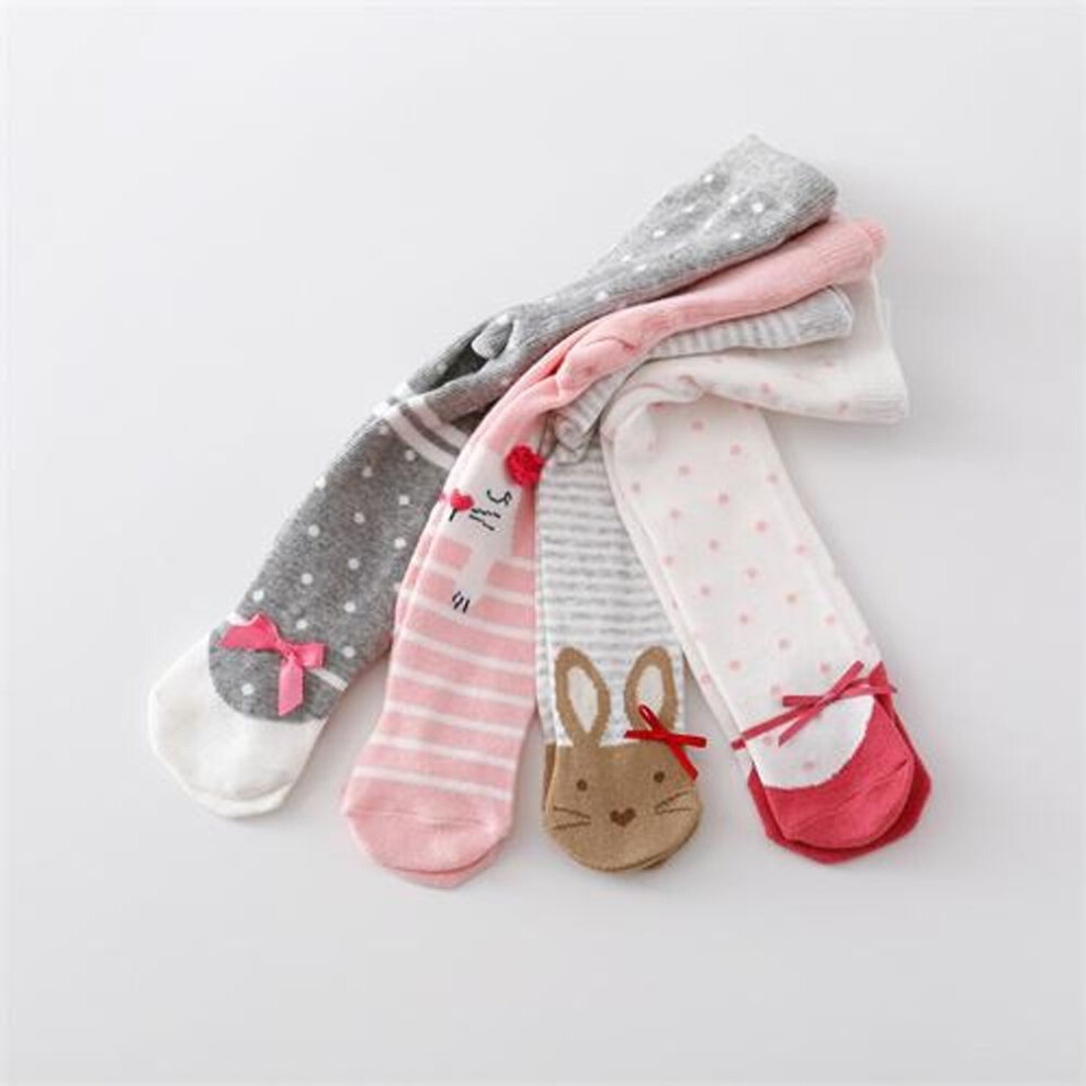 (as the picture, M) 4pair/lot Infant Baby Girl Tight Knitted Stocking For Girls Cotton Print Newborn Tights For Girls Casual Toddler Pantyhose 0-12m