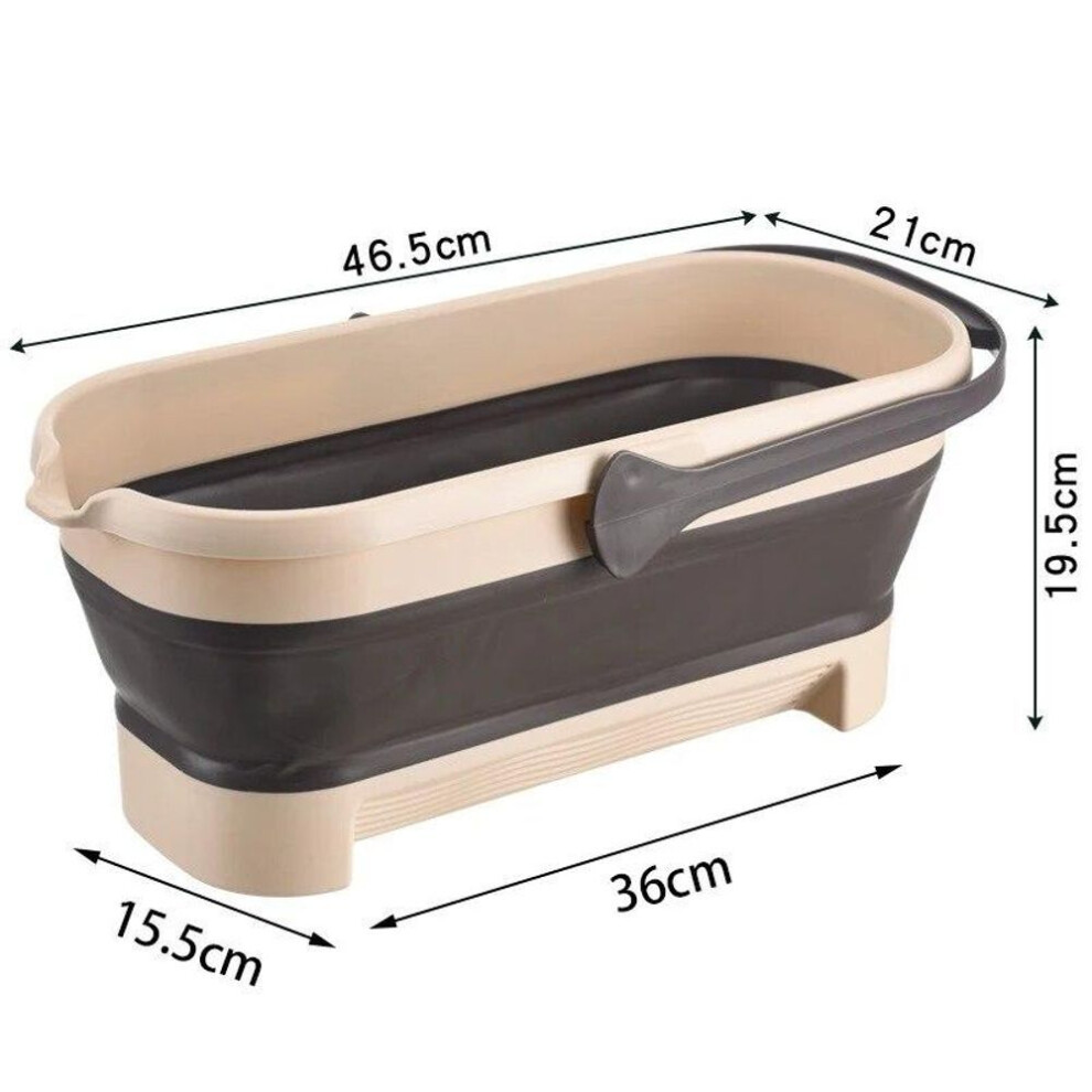 (beige) Wikhostar Portable Mop Bucket Camping Folding Bucket With Handle Fishing Pail Space-saving Washing Basin Collapsible Buckets