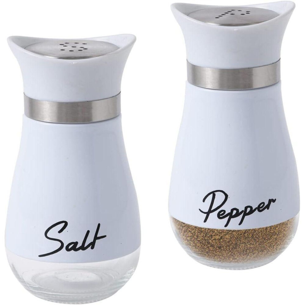 (white) Refillable Salt And Pepper Shakers Set Stainless Steel 2 Pcs Spice Bottles Container For Home Restaurant Picnic Kitchen Accessories