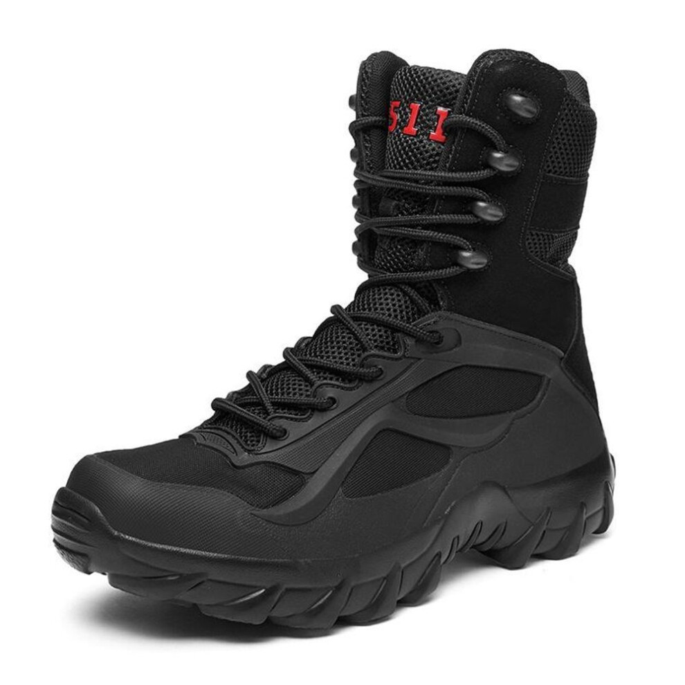 (black, 48) Mens Military Tactical Boots Desert Combat Outdoor Army Hiking Shoes Travel Shoes Leather Spring Autumn Male Ankle Combat Boots
