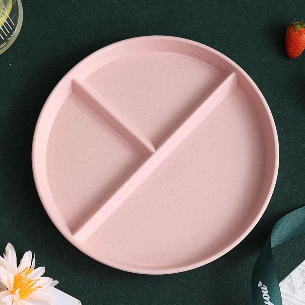(pink) Eco-friendly Wheat Straw Divided Plate Fruit Salad Food Tray Dinner Plate Compartment Plate Kitchen Dinnerware Plates
