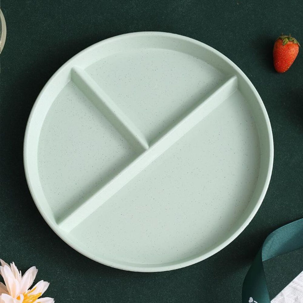 (green) Eco-friendly Wheat Straw Divided Plate Fruit Salad Food Tray Dinner Plate Compartment Plate Kitchen Dinnerware Plates