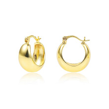 (As show, One size) 14K Gold Plated Small Chunky Gold Hoop Earrings for Women Girls Hypoallergenic Sterling Silver Post
