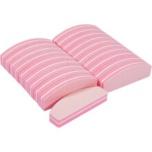 (As show, One size) Mini Nail Buffer Block, 20PCS Nail Files and Buffers, Half Moon Manicure Tools Kit(pink)