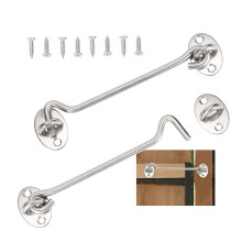 (As show, One size) Pieces Cabin Hook,Door Latch Hook,Silver Stainless Steel Door Hook Lock,With Mounting Screws(15cm)