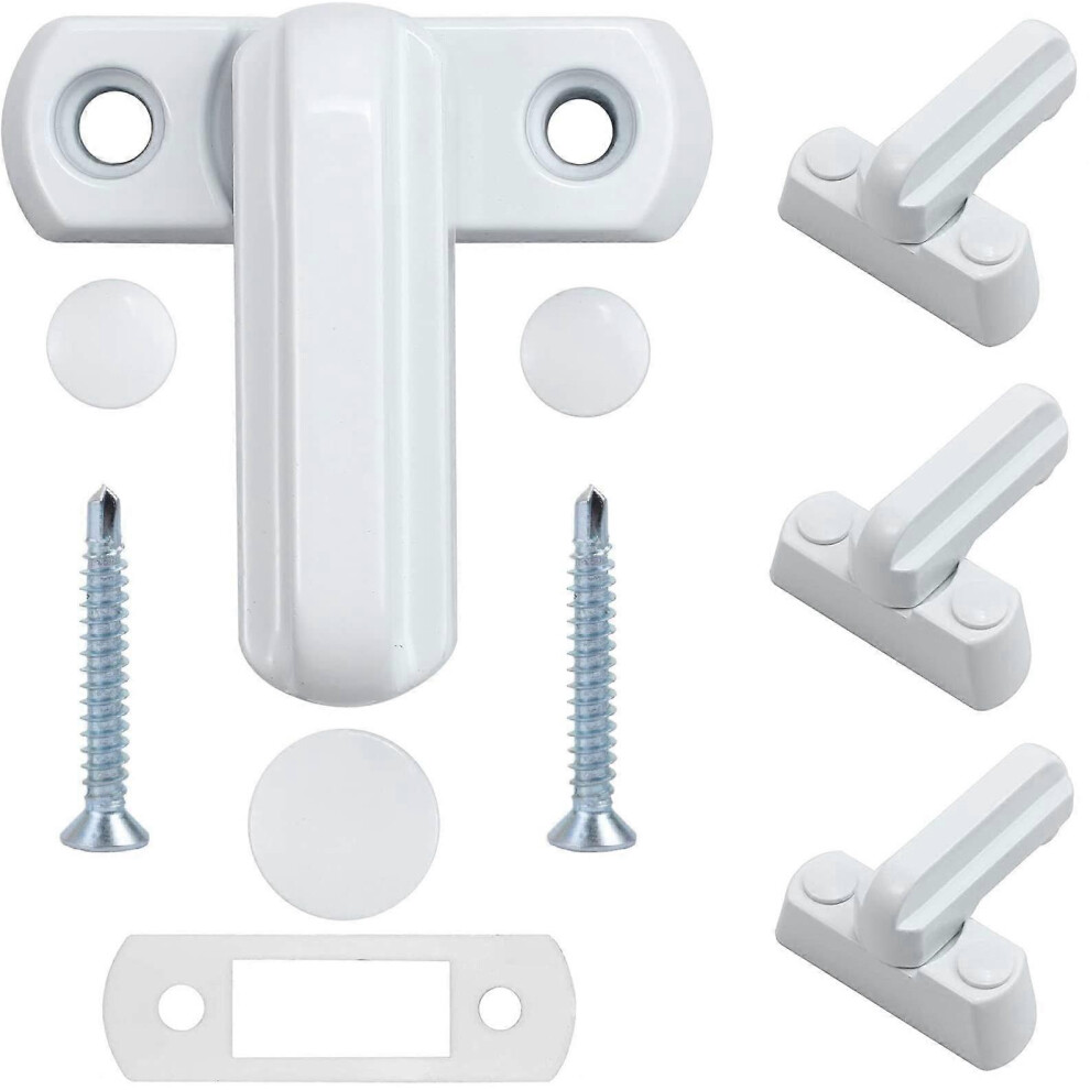 (As Show, One Size) Window Lock-Zinc Alloy-4Pcs White Door Lock-Home Security For Various Door Window-House Security Upvc/Pvc 5093442656725