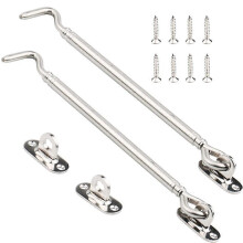 (As show, One size) Stainless Steel Cabin Hook, Heavy Duty Gate Lock Shelter, Pivot Door Latch 205mm, 2 Pack