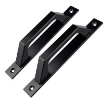 (As show, One size) Set of 2 D Shaped Door Handles for Wooden Garden Door, 200mm, Black