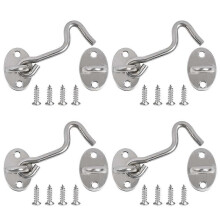 (As show, One size) Door Latch Hook, 4PCS Cabin Hook Latches and Bolts for Locks Door Latch Gate Window Bracket 3 Inch/Stainless Steel