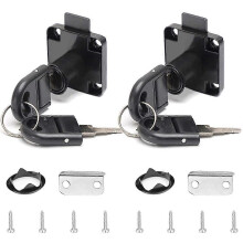 (As show, One size) 2Pieces Black Desk Drawer Lock Alloy Lock with 4 Keys Furniture Cylinder Lock for Office Mailbox Drawer Cupboard