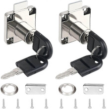 (As show, One size) 2 Pieces White Latch Push Lock Zinc Alloy Desk Drawer Lock Cylinder Cabinet Lock Use