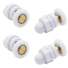 (As show, One size) Sliding Shower Door Rollers Brass Shower Enclosure Roller Door Wheel Pulleys Accessory Hardware Tool 4PCS25mm