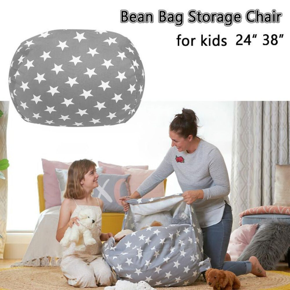 (24 in) Extra Large Stuffed Animal Toy Storage Bean Bag Kids Bean Cover Soft Seat
