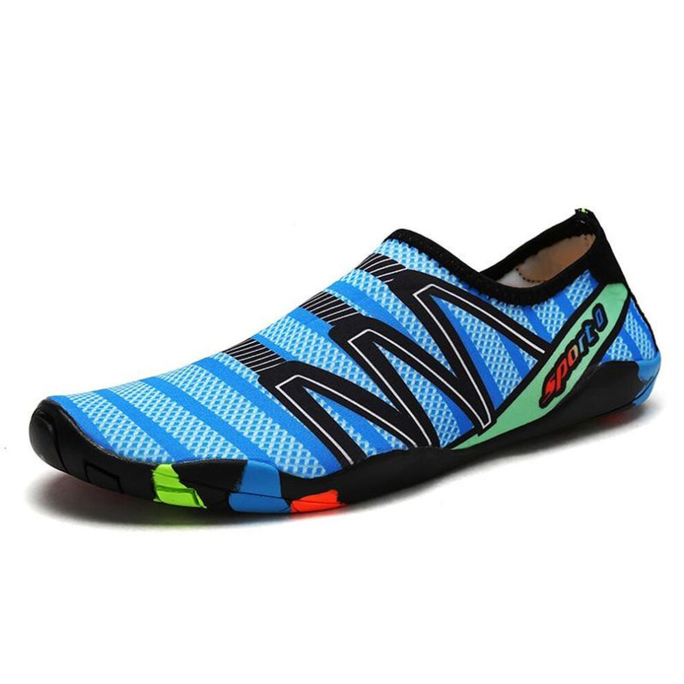 (sky blue, 43) Outdoor Shoes Swim Slipper On Surf Aqua Shoes Skin Sock Striped Shoes Ligh weight couples sea shoes