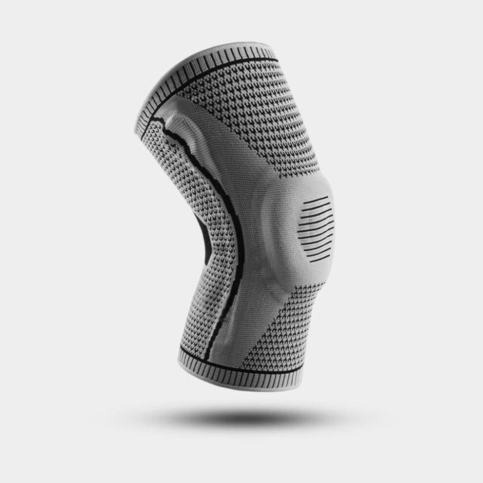 (grey, XL) 1 Piece Knee Brace Strap Patella Medial Support Strong Meniscus Silicone Compression Protection Sport Kneepads Running Basket
