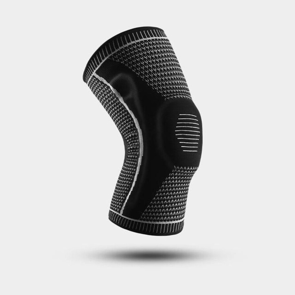 (black, M) 1 Piece Knee Brace Strap Patella Medial Support Strong Meniscus Silicone Compression Protection Sport Kneepads Running Basket
