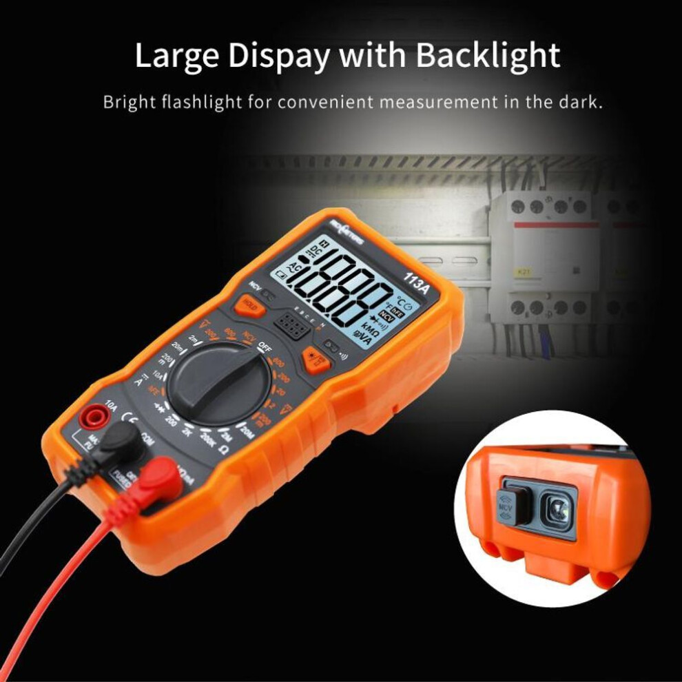(as the picture, RM113A) Ncv Digital Multimeter 6000 Counts Auto Ranging Ac/dc Voltage Meter Flash Light Back Light Large