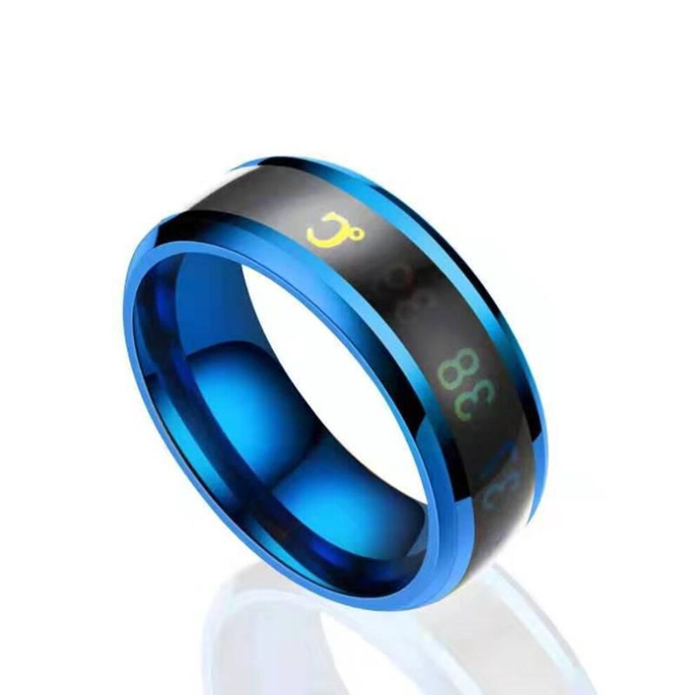 (blue, 9) 5 Colors Temperature Ring Titanium Steel Mood Emotion Feeling Intelligent Temperature Sensitive Rings for Women Men Waterproof Jewelry