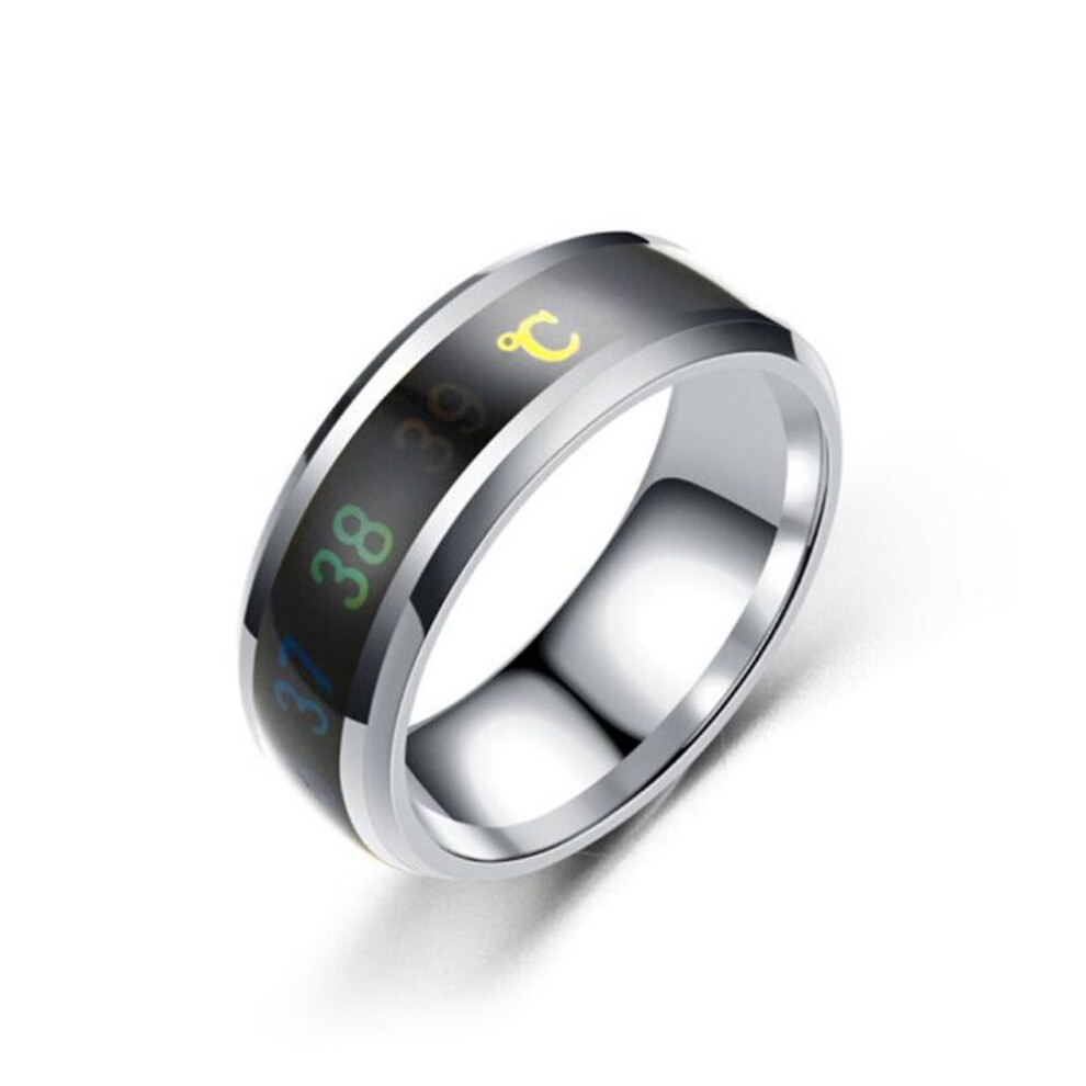 (silver, 7) 5 Colors Temperature Ring Titanium Steel Mood Emotion Feeling Intelligent Temperature Sensitive Rings for Women Men Waterproof Jewelry