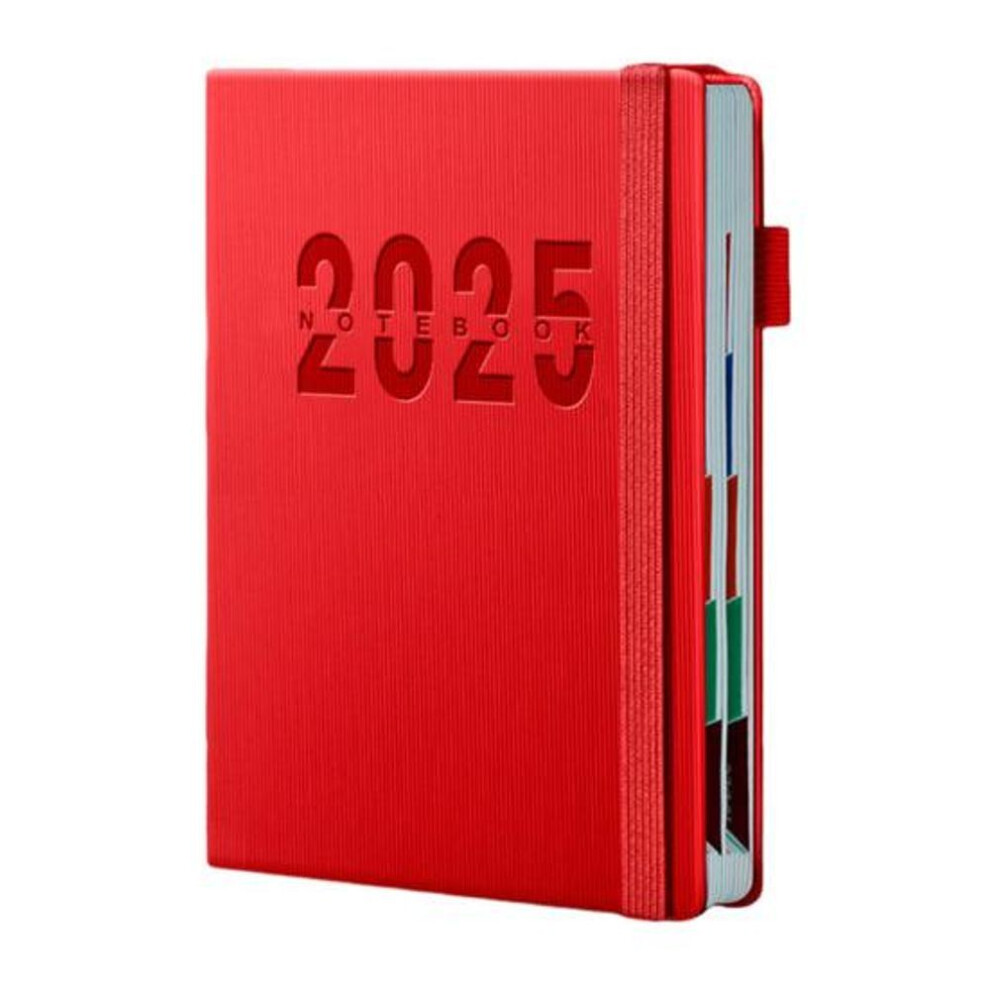 (red) 2025 Calendar Monthly Planner Hardcover January To December 2025 Daily Planner Book Schedule