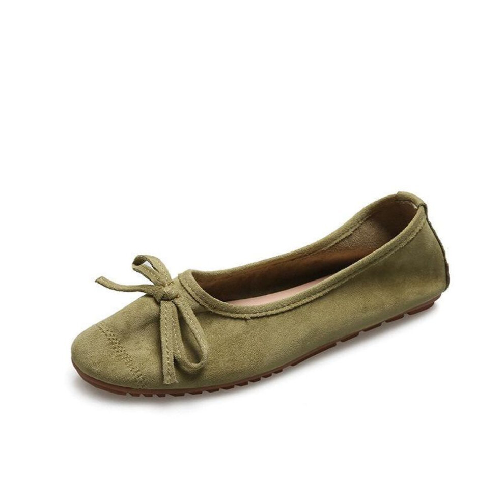 (grass green, 35) Round Toe Casual Sneakers Women Moccasins Spring Summer Candy Color Flat Heel Knot Ballet Flats Shoes Loafer
