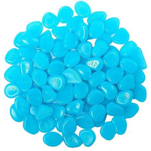 (As show, One size) 200 Pcs Multicolor Glow Pebbles for Aquarium, Fluorescent Pebbles for Pathways, Outdoor Decor, Fish Tank, Garden (Blue)