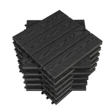 (As show, One size) GTF002an Floor tiles Slab WPC 30x30cm Cladding for outdoor garden terrace in wood-plastic composite plug-in system, Anthracite (11 pieces / 1 m)