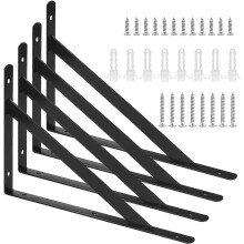 (As show, One size) Pcs Wall Shelf Bracket, Steel 90 Degree Straight Angle Brackets, Wall Shelf Bracket 250 x 160mm, with 20 pcs Screws and 8 pcs Anchors for Living Room