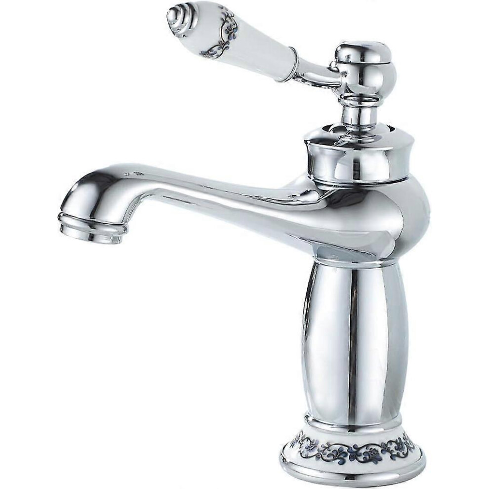 (As show, One size) Bathroom Faucet, Single Lever Bathroom Faucet Chrome, for Bathroom Sink or Basin, Hot and Cold Adjustable Basin Mixer Tap(Chrome)