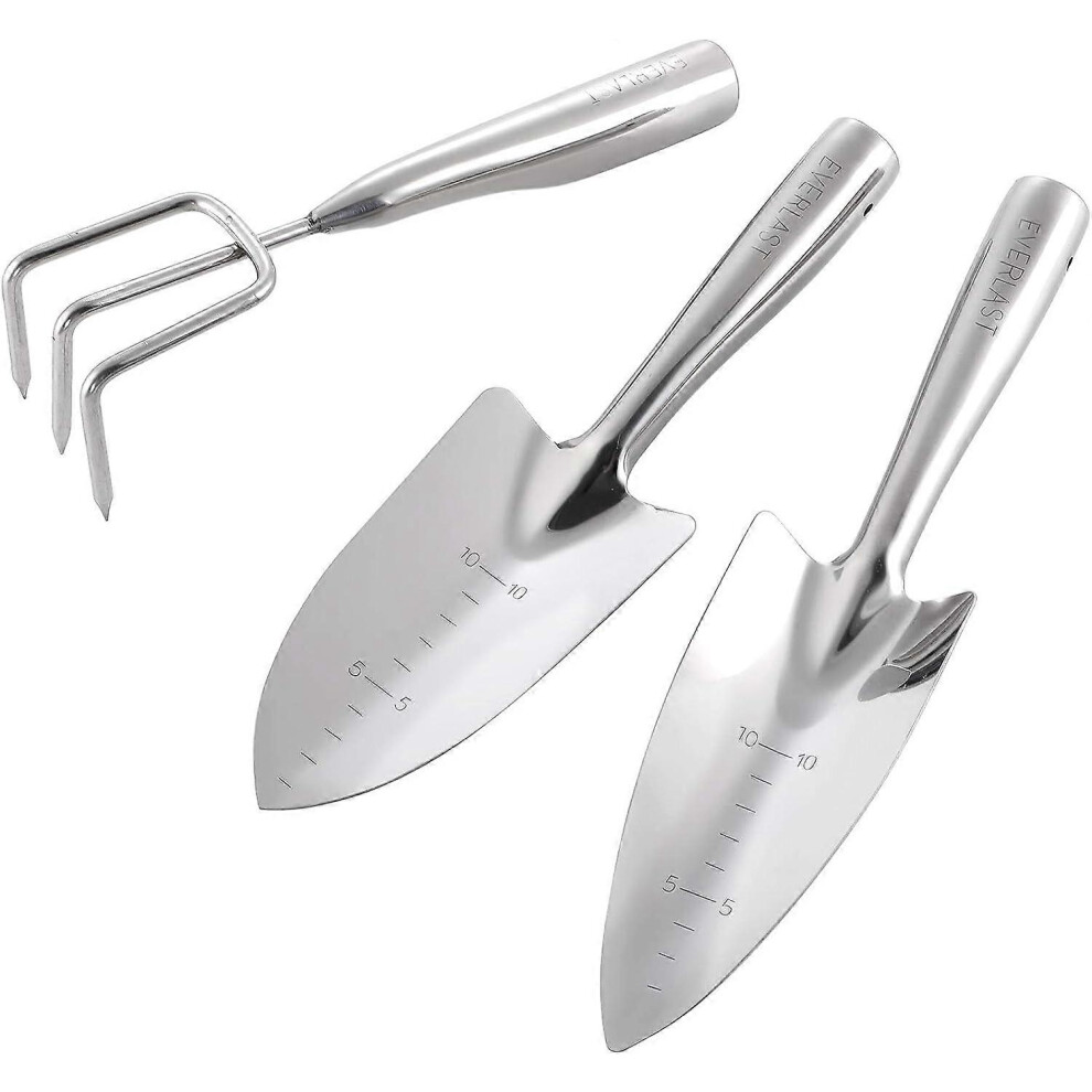 (As show, One size) Gardening Tools, 3 Pieces 100% Stainless Steel Gardening Kit Outdoor Hand Tools, Garden Gift for Men Women-image-OPC-PG2PYT9-NEW