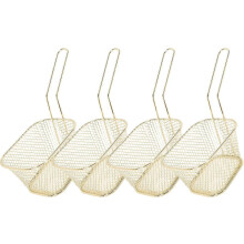 (As show, One size) 4Pcs Mini Square Frying Basket, Stainless Steel French Fries Holder Frying Net Basket Cooking Strainer for French Fries, Onion Rings and Chicken Wings