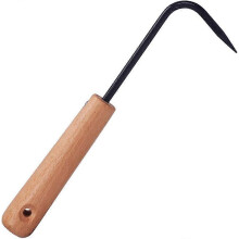 (As show, One size) Hand held weeder, single claw, garden hook, root remover, cultivator with wooden handle