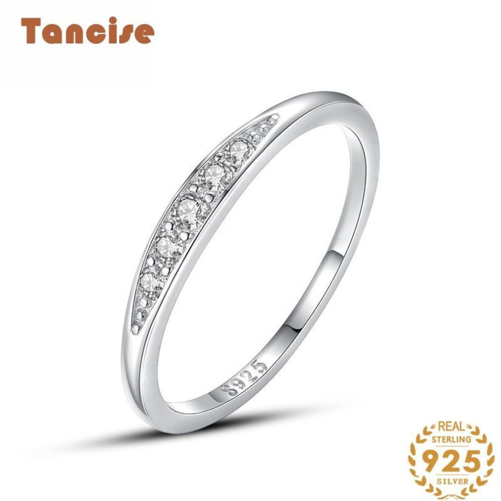 (silver, 6) Tancise Classic 925 Sterling Silver  Zircon Ring Ladies Jewelry Wedding Promise Party Gift