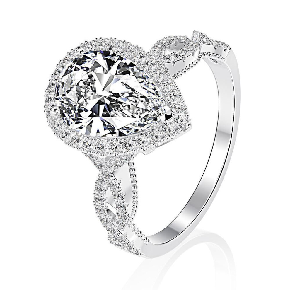 (white, 6) Tancise S925 Sterling Silver 8 * 12 Jewelry 7 Carat Synthetic Diamond Ring Female Master