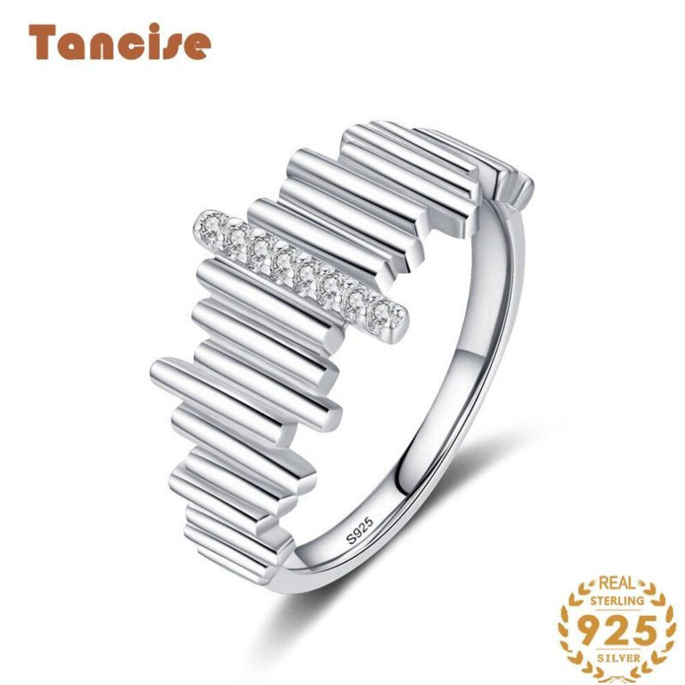 (silver, 9) Tancise Classic 925 Sterling Silver  Zircon Ring Ladies Jewelry Wedding Promise Party Gift