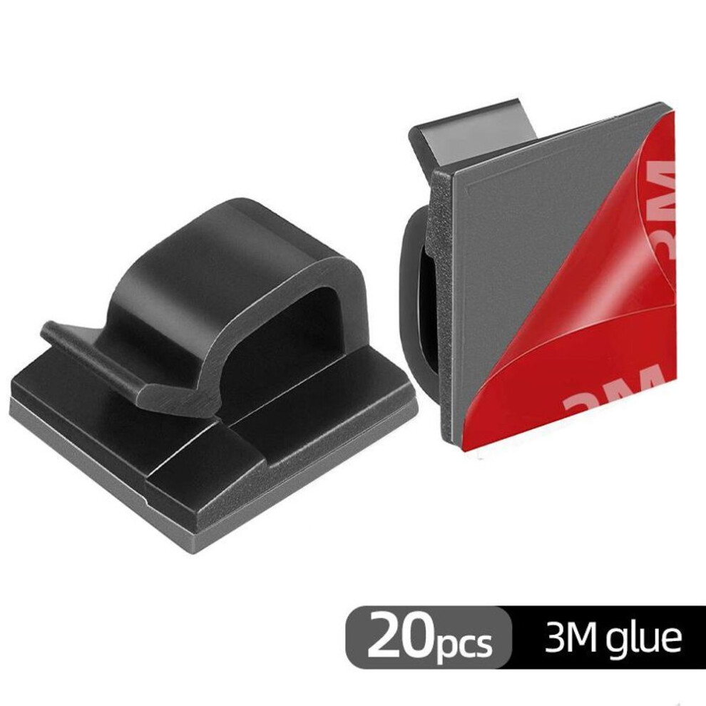 (black, 3M glue) 20pcs/lot Self-adhesive Cable Holder Fixer Clips Wire Organizer Management Strong Adhesive For Home Office Car Gps Clamp