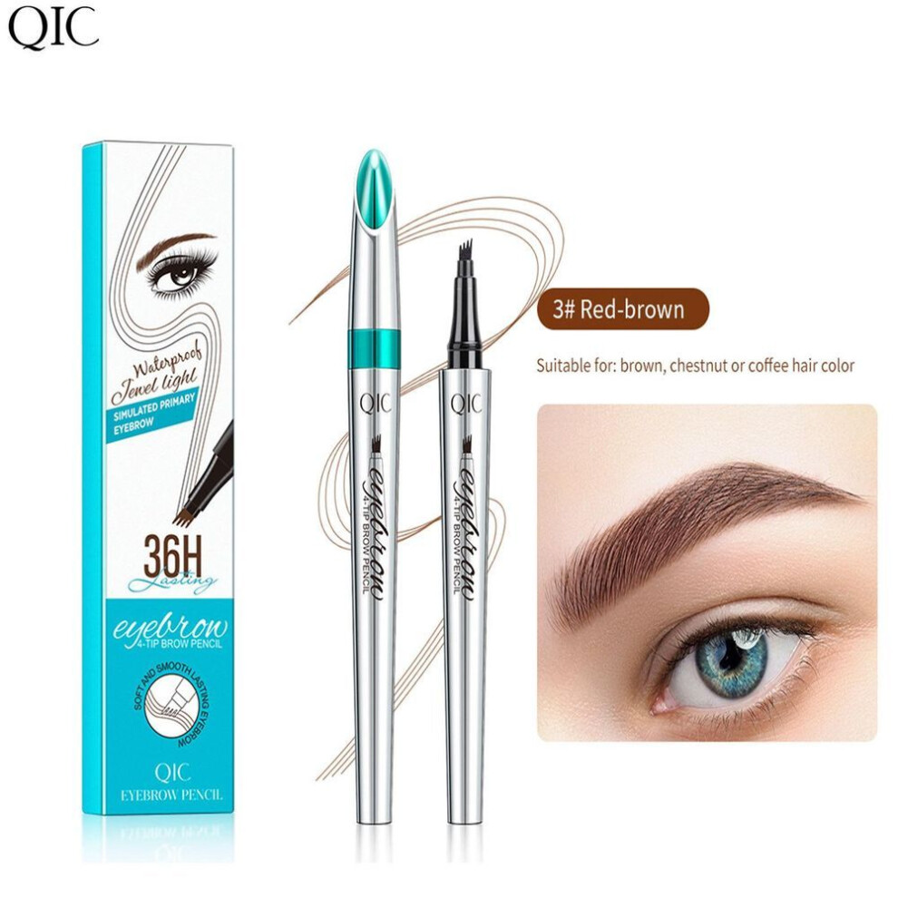 Red/Brown (-Brown) 3D Microblading Eyebrow Pen Waterproof Fork Tip Eyebrow Tattoo Pencil Long Lasting Professional Fine Sketch Liquid Eye Brow Pen