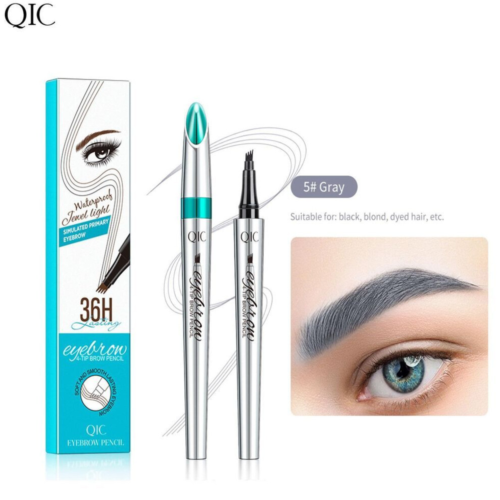 Grey (Grey) 3D Microblading Eyebrow Pen Waterproof Fork Tip Eyebrow Tattoo Pencil Long Lasting Professional Fine Sketch Liquid Eye Brow Pen